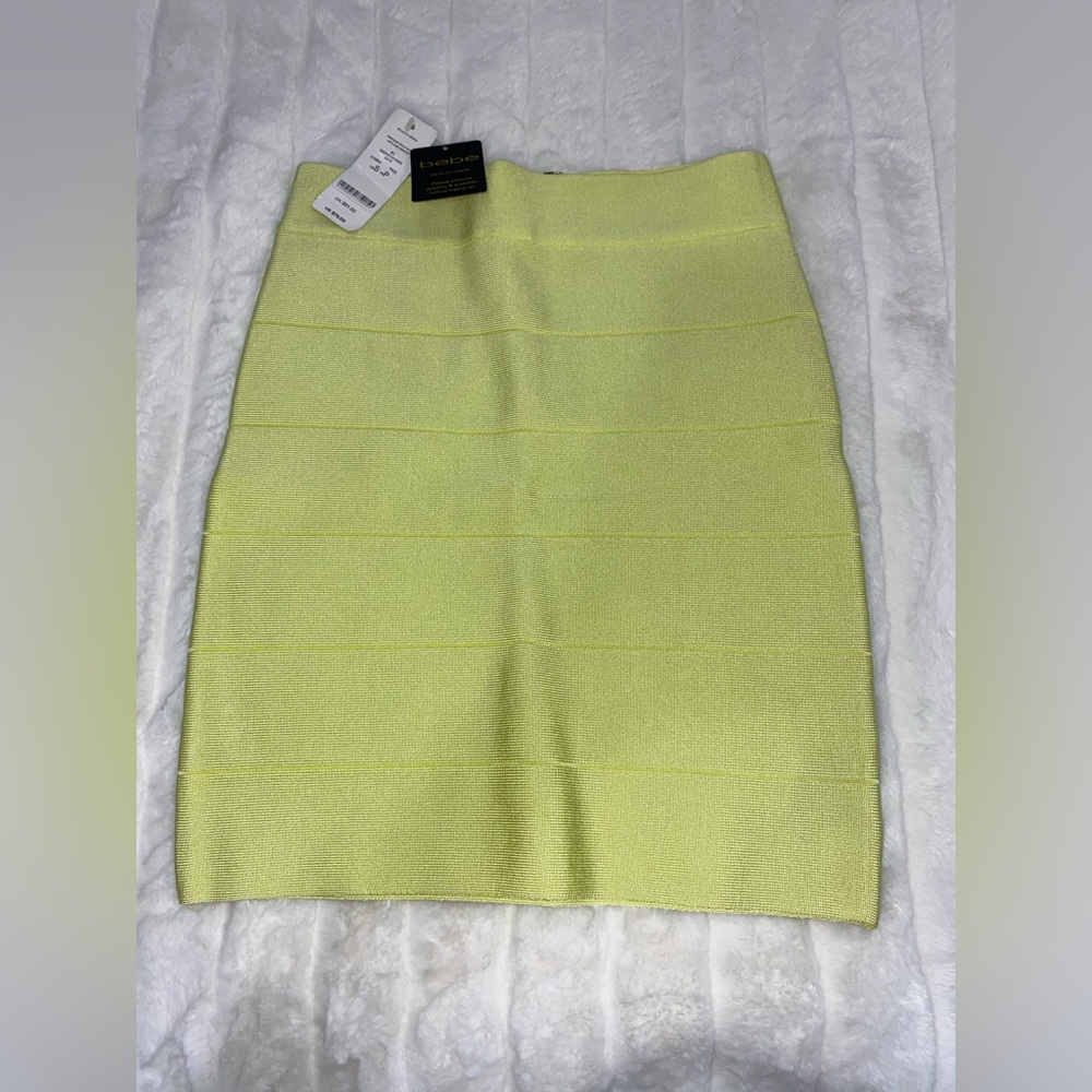 Neon yellow Bebe bandage skirt